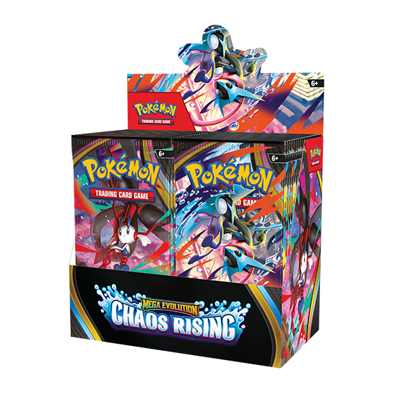 Chaos Rising booster box display for Pokemon TCG